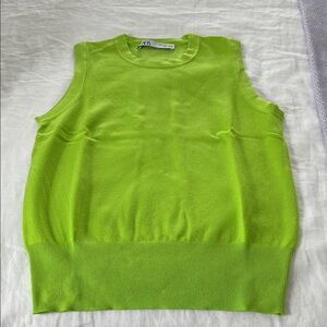 Zara Neon Green Sleeveless Sweater
